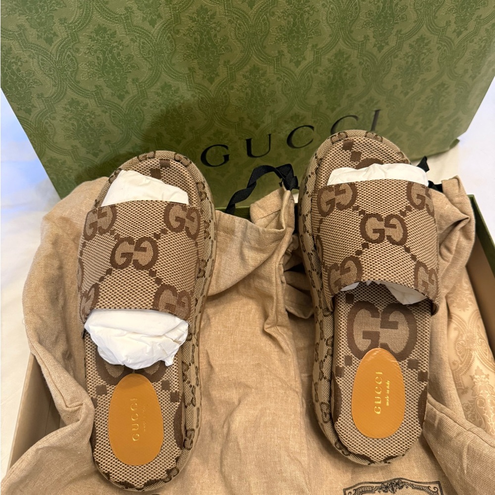Gucci Brown GG Slide Sandals